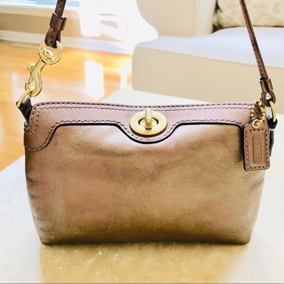 Coach Handbags - Coach Metallic Leather Mini Handbag/Wristlet EUC